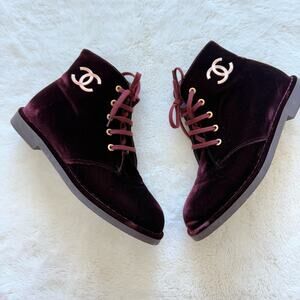 NEW!!! CHANEL velvet burgundy boots size 38,5 EU Authentic Retail 1450$